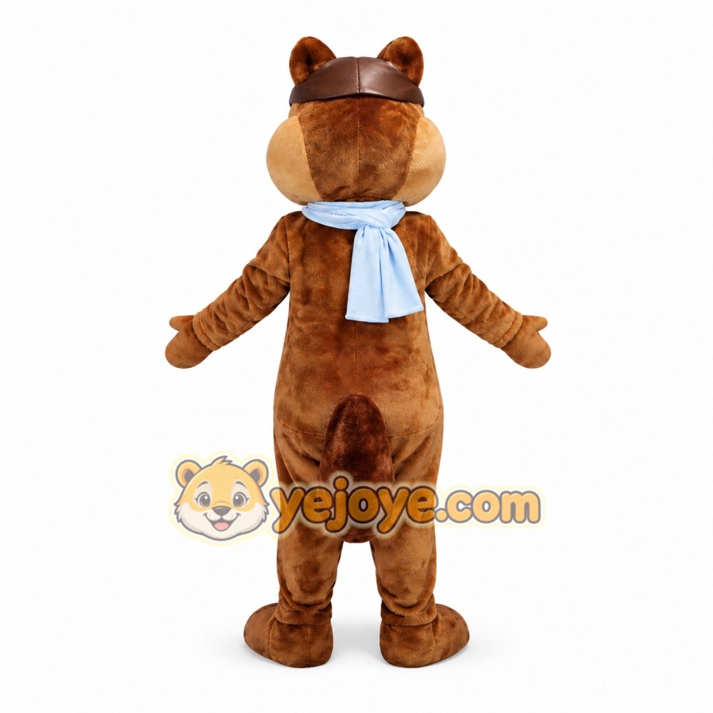 Brown Chipmunk Mascot Costume with Blue Scarf Brown Chipmunk Mascot Costume with Blue Scarf