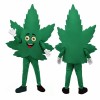 Green Leaf Mascot Costume with Smiling Face