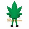 Green Leaf Mascot Costume with Smiling Face
