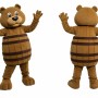 Brown Bear Mascot Costume with Barrel Design