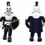 Blue Knight Mascot Costume with Shield and Cape