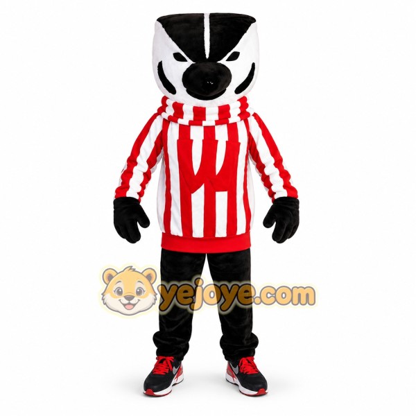 Red Badger Mascot Costume with Striped Outfit Red Badger Mascot Costume with Striped Outfit