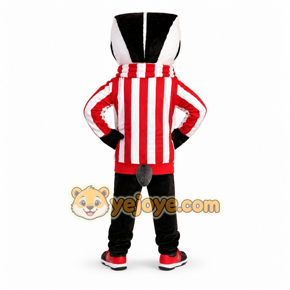 Red Badger Mascot Costume with Striped Outfit Red Badger Mascot Costume with Striped Outfit