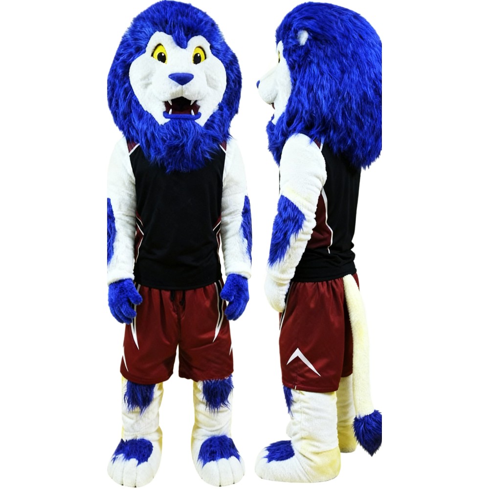 Blue Hair Lion Mascot Costume