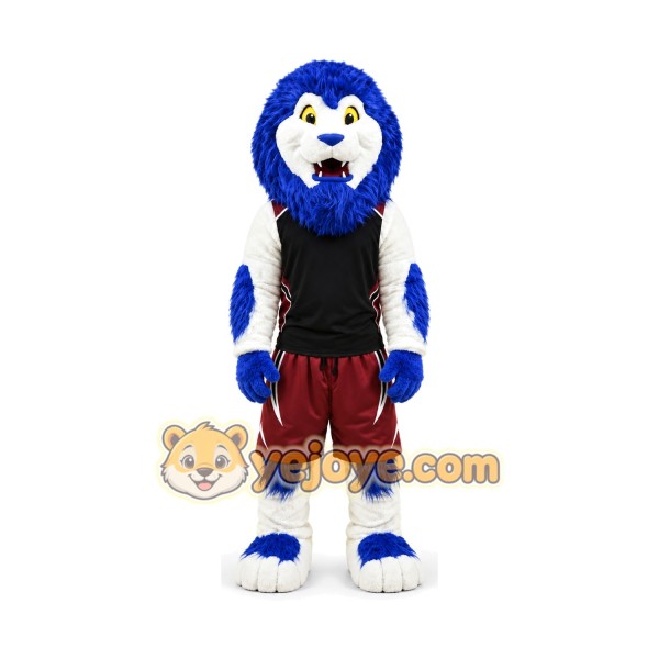 Blue Hair Lion Mascot Costume