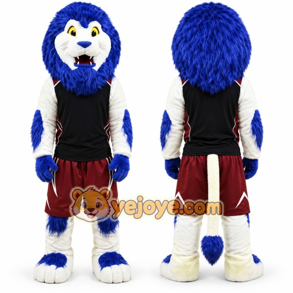 Blue Hair Lion Mascot Costume