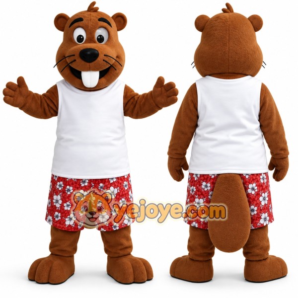 Happy Beaver Mascot Costume