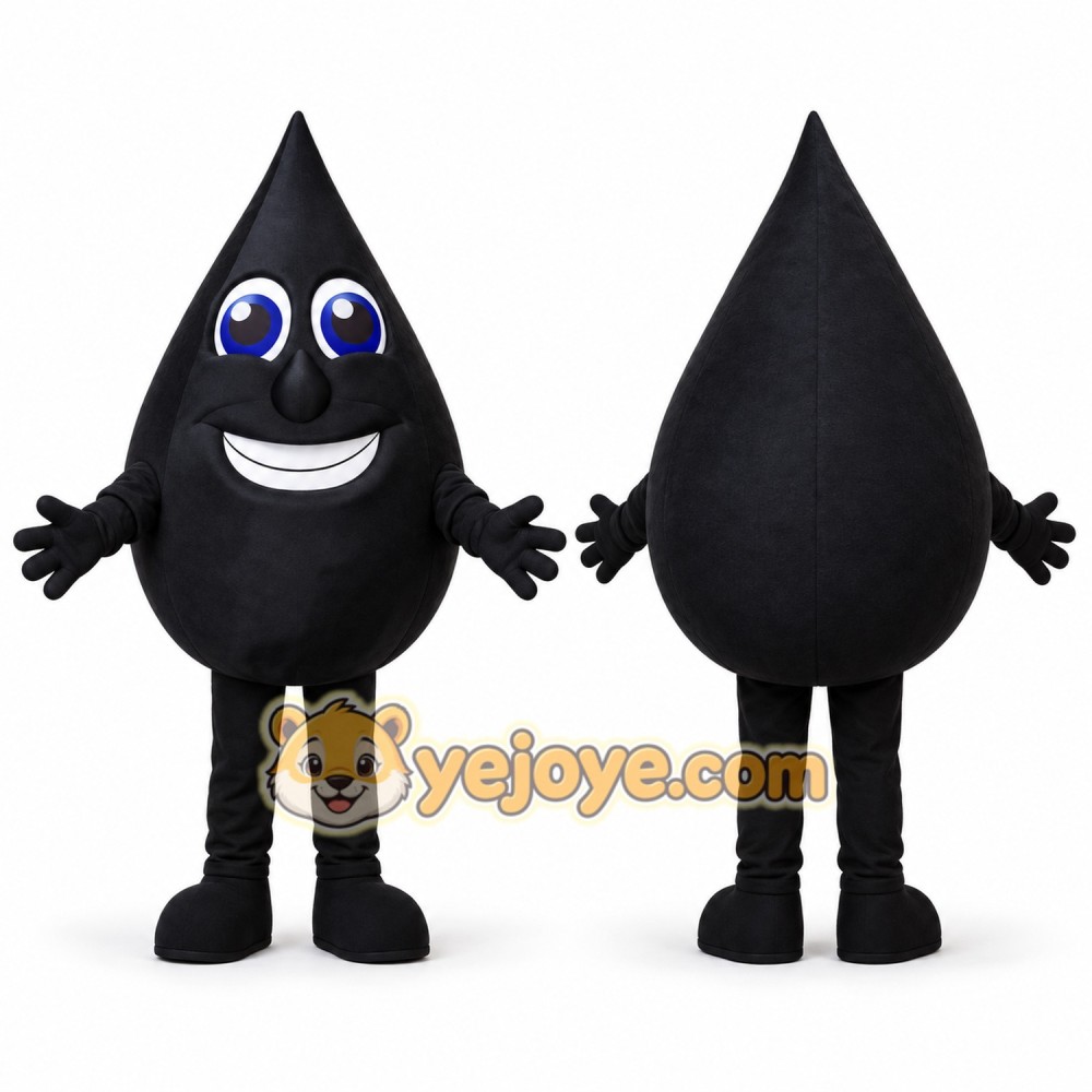 Black Oil Mascot Costume Black Oil Mascot Costume