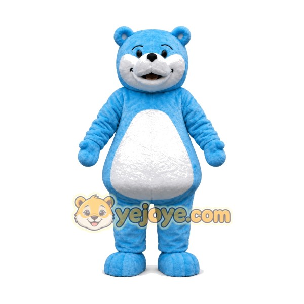 Happy Blue Bear Mascot Costume