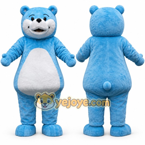 Happy Blue Bear Mascot Costume