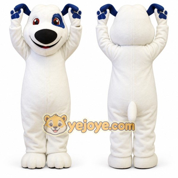 Happy White Dog Mascot Costume