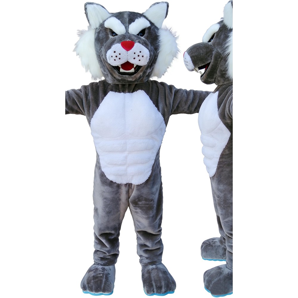 Power Grey Wildcat Mascot Costume