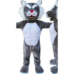 Power Grey Wildcat Mascot Costume