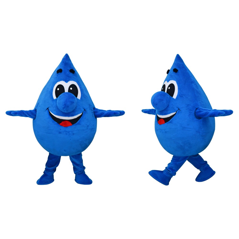 Blue Water Droplet Mascot Costume