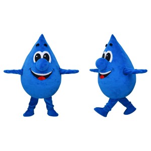 Blue Water Droplet Mascot Costume