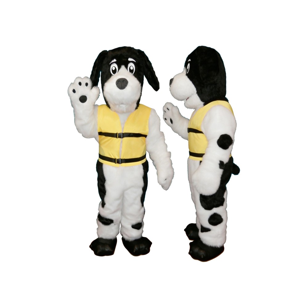 Cute White Black Dog Mascot Costume