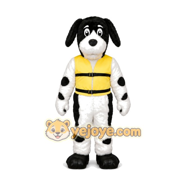 Cute White Black Dog Mascot Costume