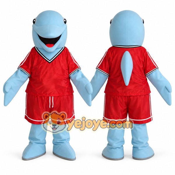 Blue Lightweight Dolphin Mascot Costume
