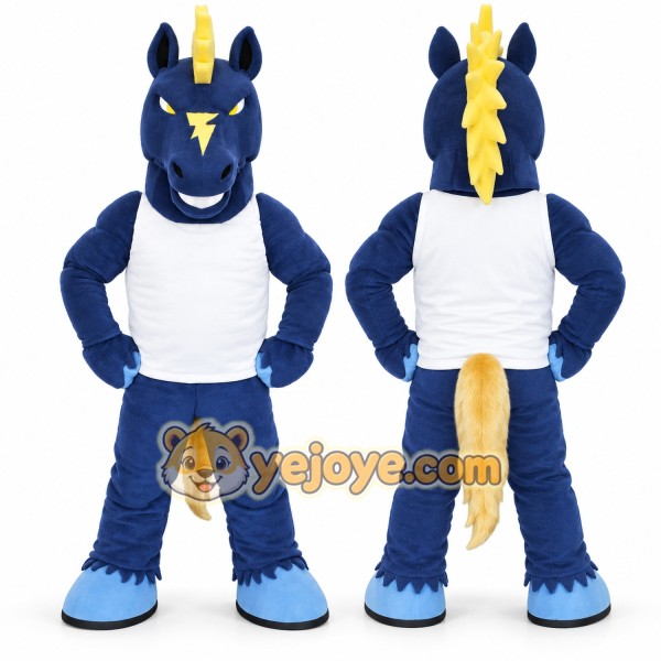 Sport Lightweight Blue Horse Mascot Costume