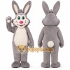 Happy Grey Rabbit Mascot Costume Happy Grey Rabbit Mascot Costume