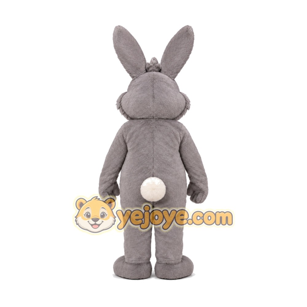 Happy Grey Rabbit Mascot Costume Happy Grey Rabbit Mascot Costume