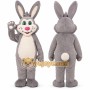 Happy Grey Rabbit Mascot Costume