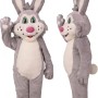 Happy Grey Rabbit Mascot Costume