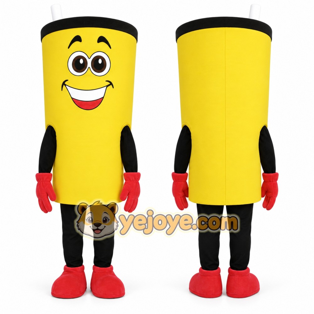 Happy Yellow Cup Mascot Costume