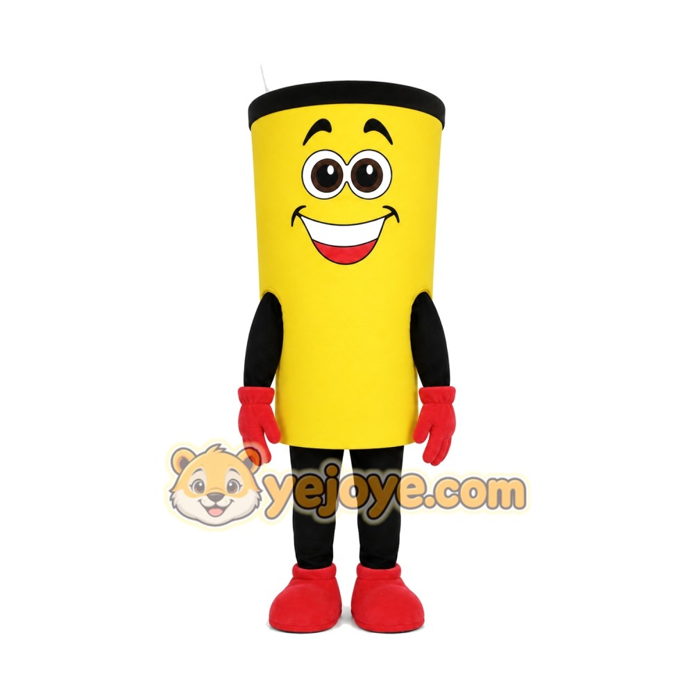 Happy Yellow Cup Mascot Costume