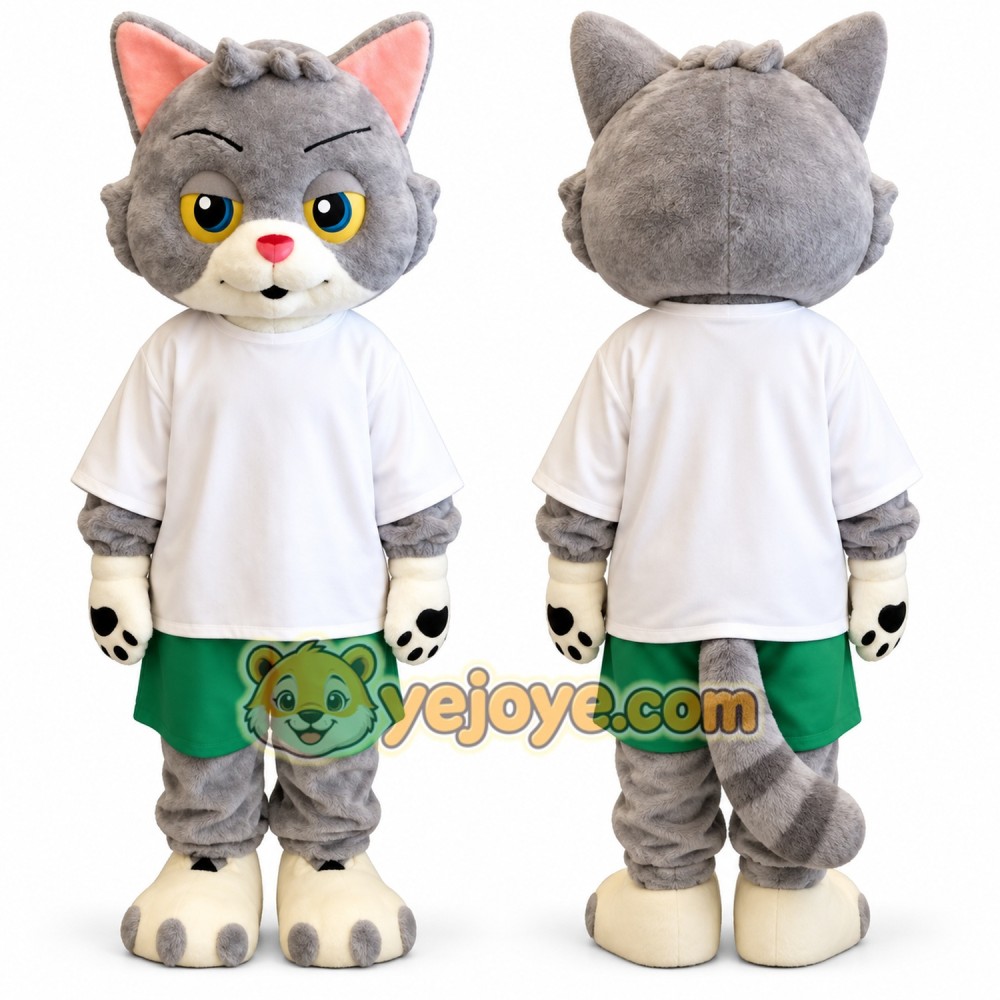 Grey Cat Mascot Costume Grey Cat Mascot Costume