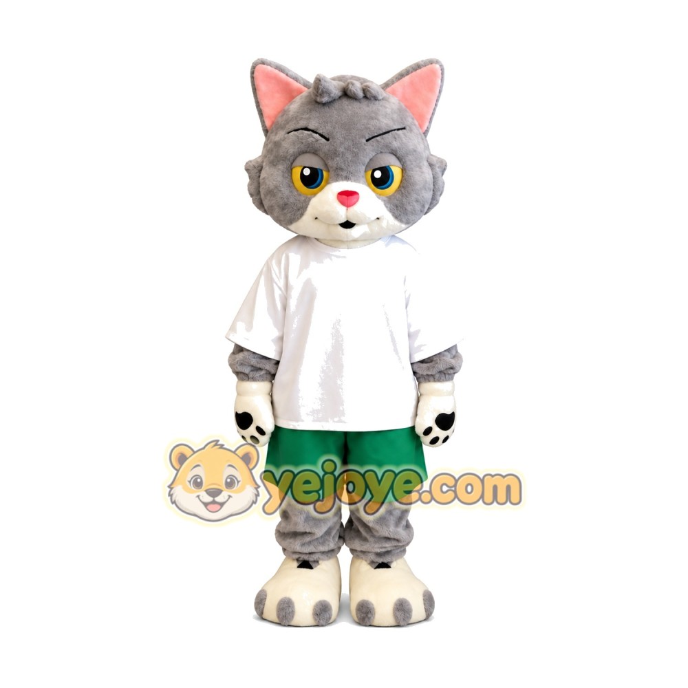 Grey Cat Mascot Costume Grey Cat Mascot Costume