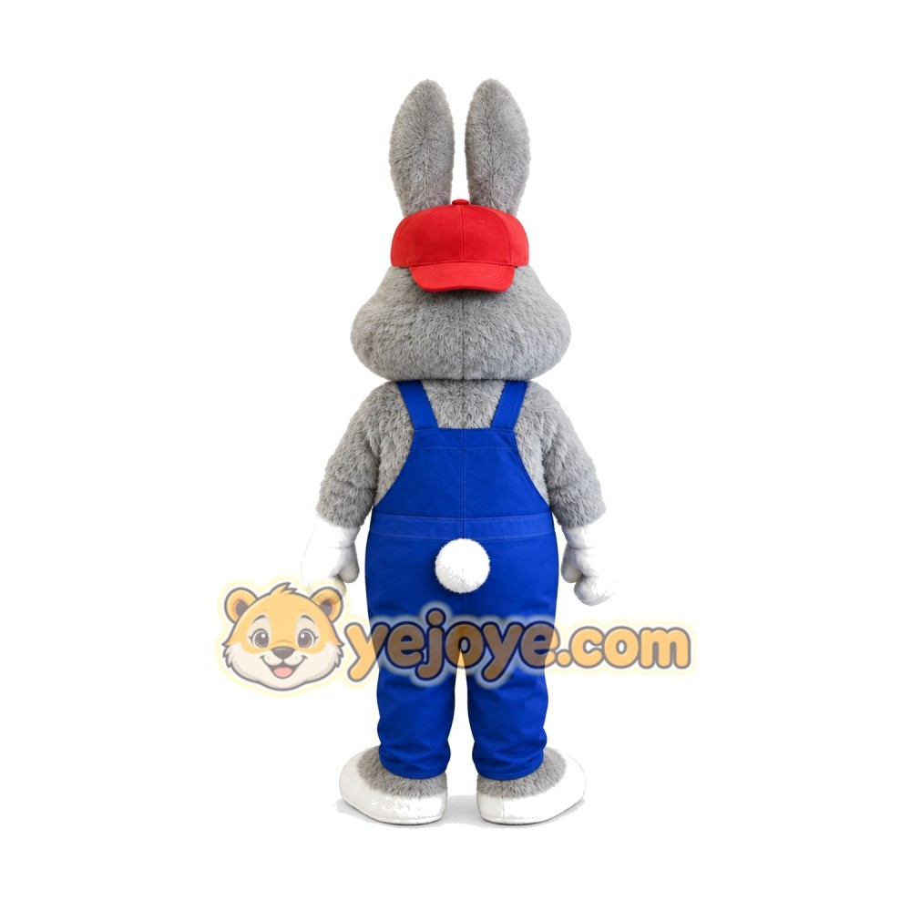 Happy Lightweight Grey Rabbit Mascot Costume