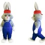 Happy Lightweight Grey Rabbit Mascot Costume