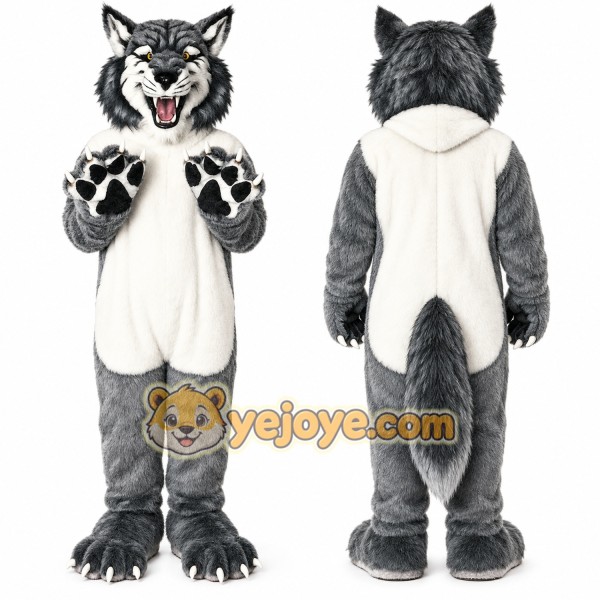 Realistic Wolf Mascot Costume