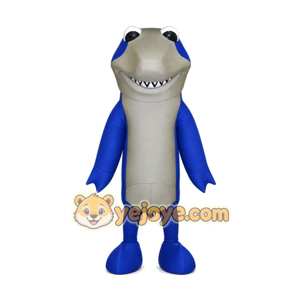 Happy Blue Shark Mascot Costume