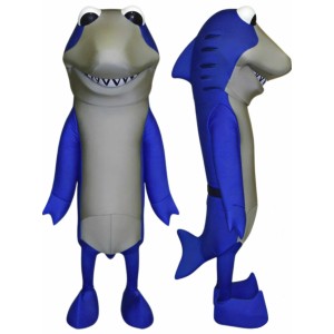 Happy Blue Shark Mascot Costume