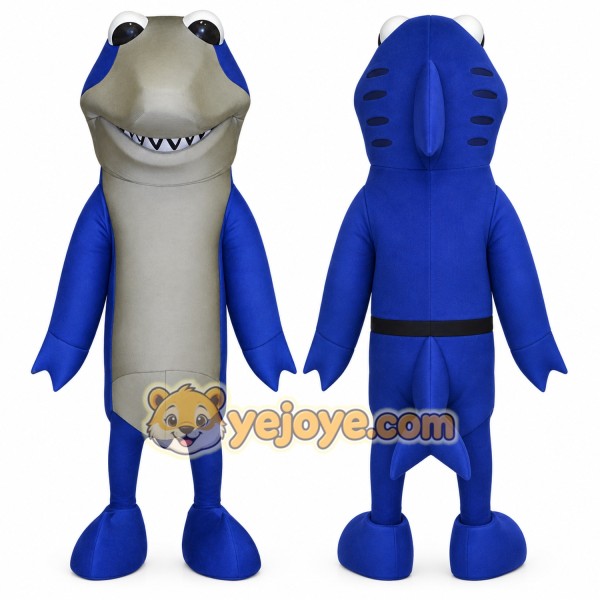 Happy Blue Shark Mascot Costume