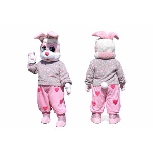 Realistic Pink Rabbit Mascot Costume