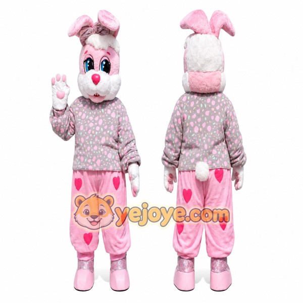 Realistic Pink Rabbit Mascot Costume