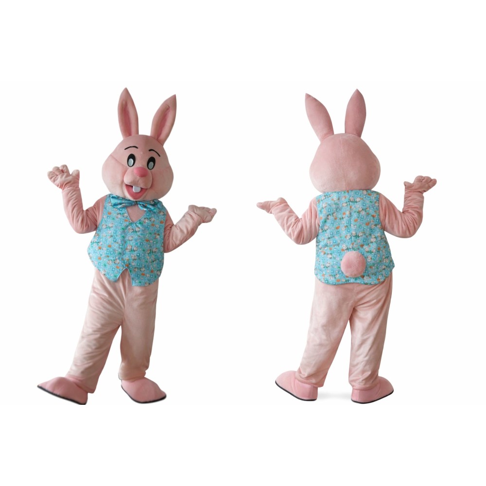 Happy Pink Rabbit Mascot Costume