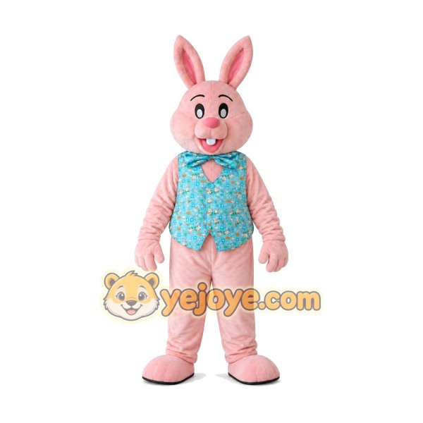 Happy Pink Rabbit Mascot Costume Happy Pink Rabbit Mascot Costume