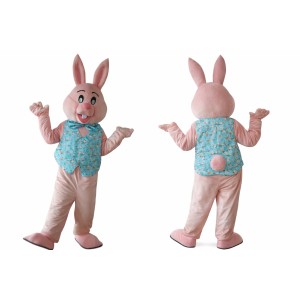 Happy Pink Rabbit Mascot Costume