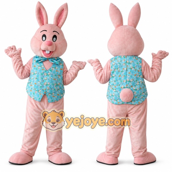 Happy Pink Rabbit Mascot Costume