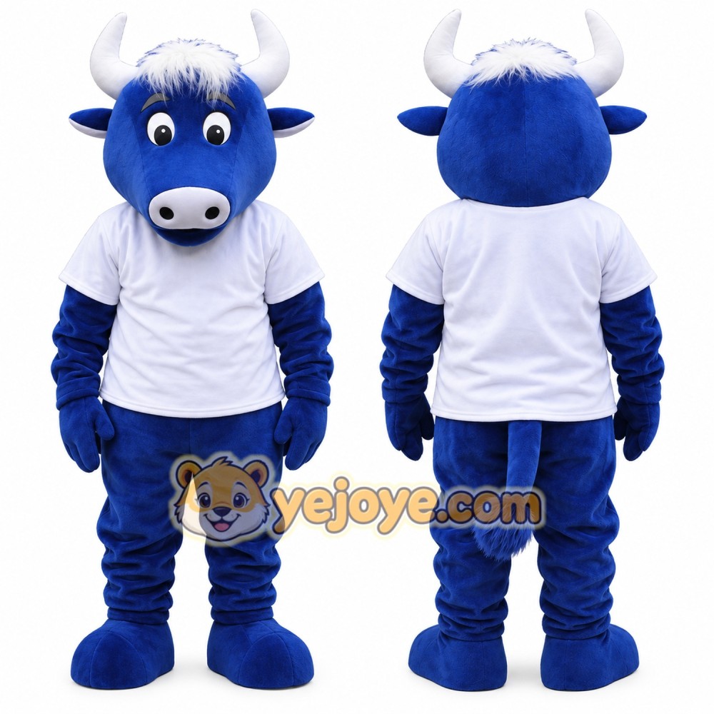 Cute Blue Bull Mascot Costume