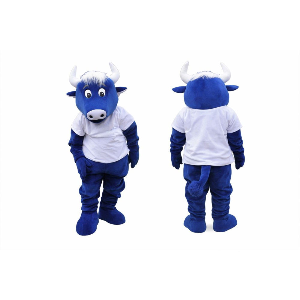 Cute Blue Bull Mascot Costume