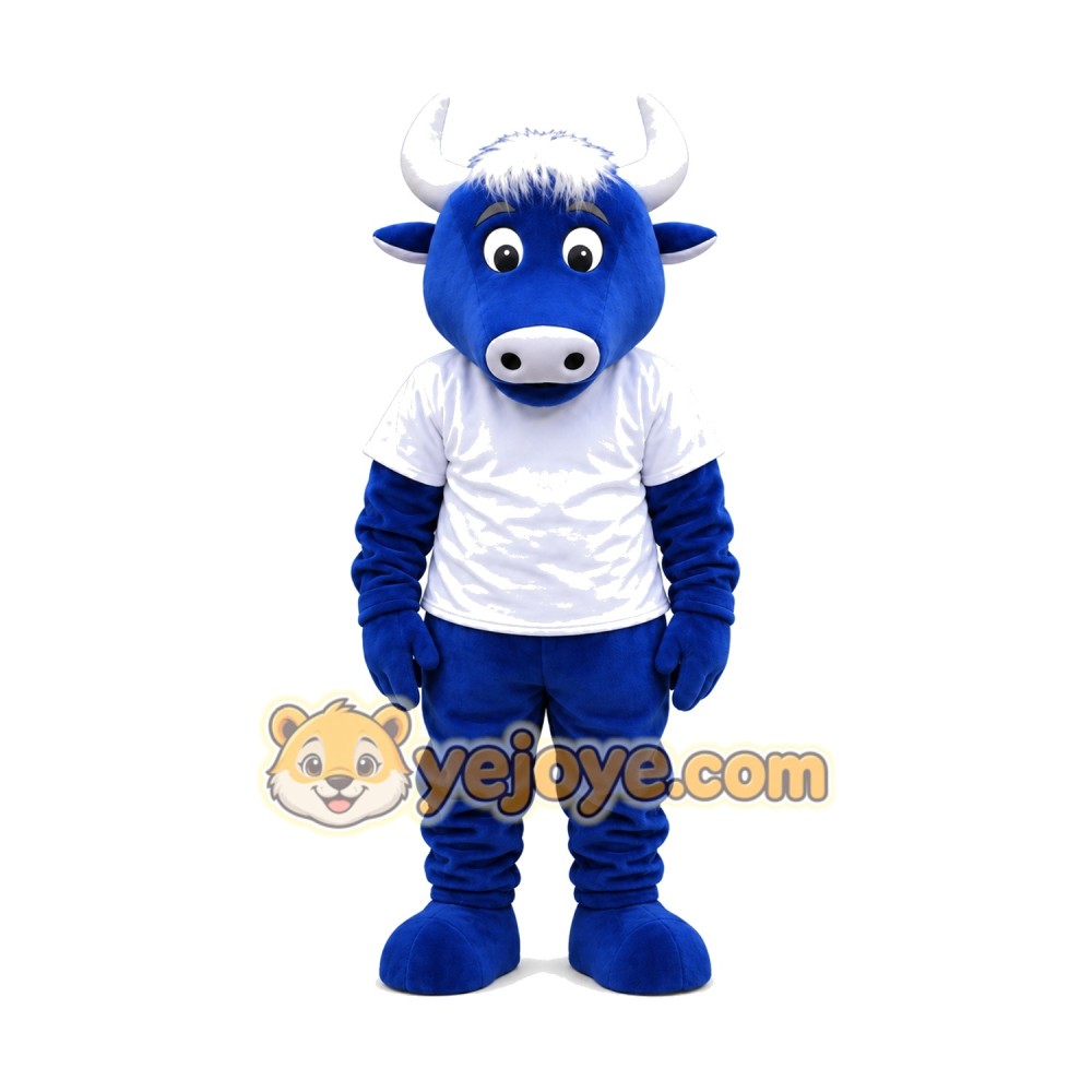 Cute Blue Bull Mascot Costume