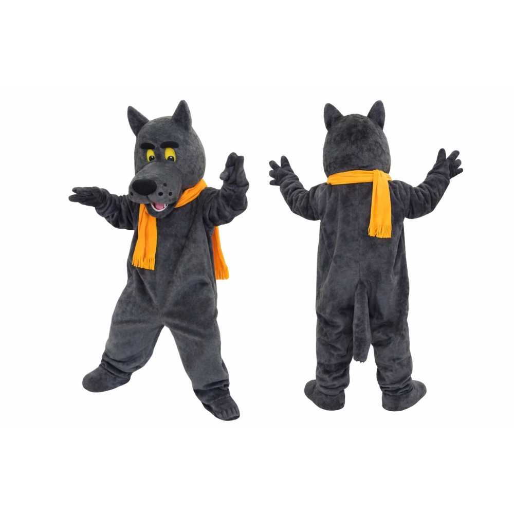 Realistic Grey Wolf Mascot Costume