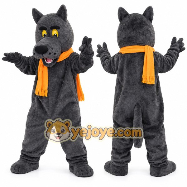 Realistic Grey Wolf Mascot Costume