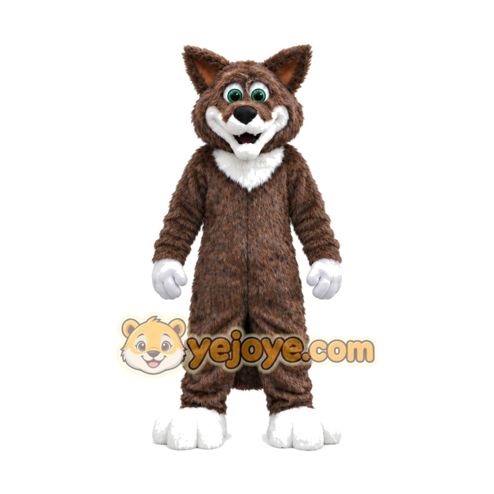 Realistic Happy Wolf Mascot Costume Realistic Happy Wolf Mascot Costume