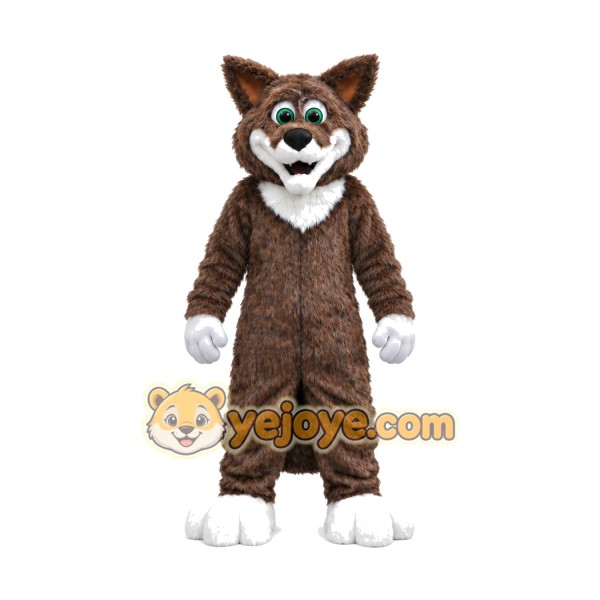 Realistic Happy Wolf Mascot Costume Realistic Happy Wolf Mascot Costume